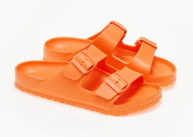 Γυναικείες σαγιονάρες με δύο τοκάδες - Πορτοκαλί - Issue - 