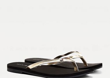 Γυναικείες Σαγιονάρες Tommy Hilfiger Feminine Flat Beach Sandal FW0FW05657 BDS Μαύρο - Tommy Hilfiger - 
