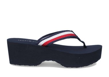 Γυναικείες Σαγιονάρες Tommy Hilfiger Shimmery Ribbom Beach Sandal Μπλε FW0FW05665 DW5 - Tommy Hilfiger - 