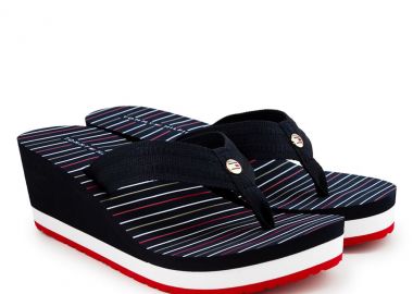 Γυναικείες Σαγιονάρες Tommy Hilfiger Stripy Footbed Beach Sandal FW0FW05656 DW5 Μπλε - Tommy Hilfiger - 