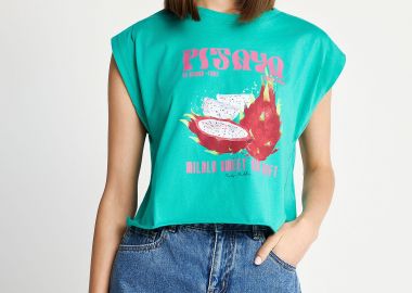 Γυναικείο αμάνικο t-shirt από οργανικό βαμβάκι - FUNKY BUDDHA - 