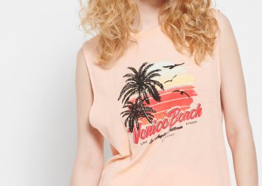 Γυναικείο αμάνικο t-shirt με τύπωμα - FUNKY BUDDHA - 