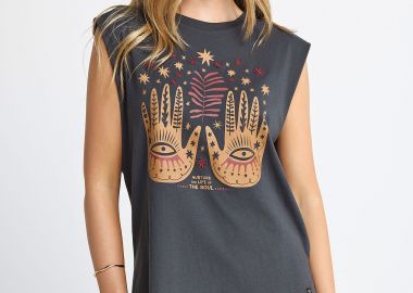 Γυναικείο αμάνικο T-shirt με τύπωμα - FUNKY BUDDHA - 