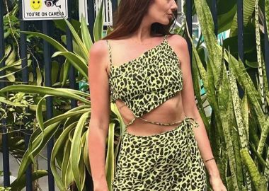 Γυναικείο Animal print Lui μπουστάκι και φούστα (πράσινο-μαύρο) - SOU - 