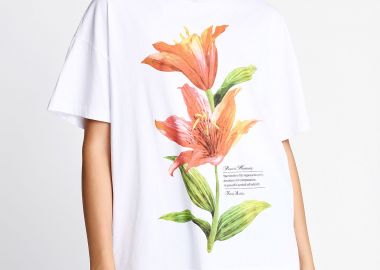 Γυναικείο βαμβακερό loose t-shirt με τύπωμα - FUNKY BUDDHA - 