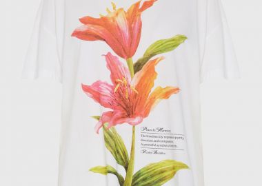 Γυναικείο βαμβακερό loose t-shirt με τύπωμα - FUNKY BUDDHA - 