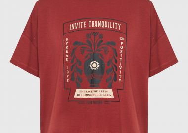 Γυναικείο βαμβακερό loose t-shirt με τύπωμα - FUNKY BUDDHA - 