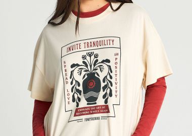 Γυναικείο βαμβακερό loose t-shirt με τύπωμα - FUNKY BUDDHA - 