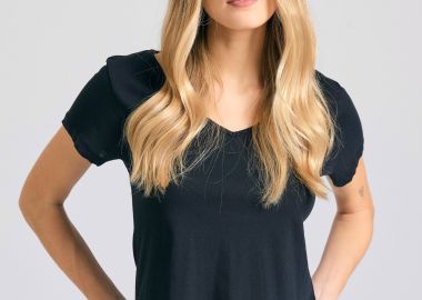 Γυναικείο βαμβακερό t-shirt με άνοιγμα V - FUNKY BUDDHA - 