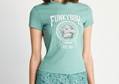 Γυναικείο βαμβακερό t-shirt με τύπωμα - FUNKY BUDDHA - 