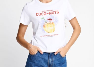 Γυναικείο βαμβακερό t-shirt με τύπωμα - FUNKY BUDDHA - 