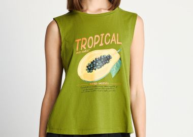 Γυναικείο βαμβακερό tank top με τύπωμα - FUNKY BUDDHA - 