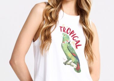 Γυναικείο βαμβακερό tank top με τύπωμα - FUNKY BUDDHA - 