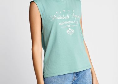 Γυναικείο βαμβακερό tank top με τύπωμα - FUNKY BUDDHA - 