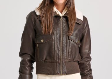 Γυναικείο biker jacket από οικολογικό δέρμα (PU) - FUNKY BUDDHA - 