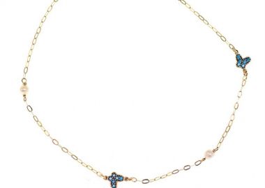 Γυναικείο βραχιόλι από χρυσό 14 καρατίων διπλής όψης με πεταλούδες και πέτρες ζιργκόν -  - 