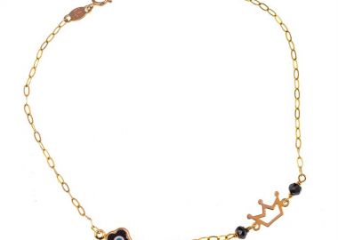 Γυναικείο βραχιόλι από χρυσό 14 καρατίων με μάτι και κορώνα -  - 