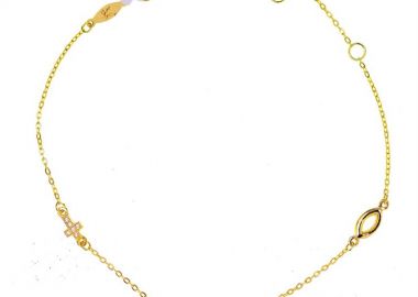 Γυναικείο βραχιόλι από χρυσό 9 καρατίων με άπειρο σταυρό και πέτρες ζιργκόν -  - 