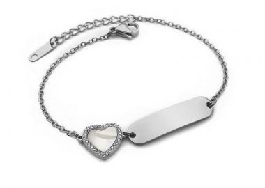 Γυναικείο βραχιόλι για χάραξη με λευκή καρδιά BG235 - Asimenio - 
