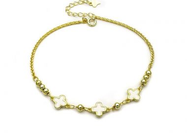 Γυναικείο βραχιόλι με λευκά σταυρουδάκια επίχρυσο BG138 - Asimenio - 