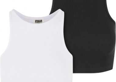Γυναικείο Cropped Rib Top 2-Pack TB6185A Urban Classics white+black - Urban Classics - 