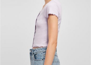 Γυναικείο Cropped T-Shirt με Κουμπιά TB4103 Urban Classics Lilac - Urban Classics - 