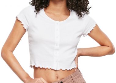 Γυναικείο Cropped T-Shirt με Κουμπιά TB4103 Urban Classics White - Urban Classics - 