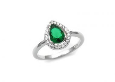 Γυναικείο δαχτυλίδι με πράσινη πέτρα ασημένιο DA107 - Asimenio - 