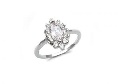 Γυναικείο δαχτυλίδι νυχάκι με λευκή πέτρα ασημένιο DA113 - Asimenio - 