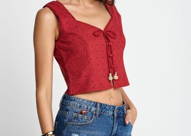 Γυναικείο embroidery crop top - FUNKY BUDDHA - 