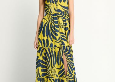 Γυναικείο εμπριμέ μάξι boho φόρεμα από βαμβάκι - FUNKY BUDDHA - 