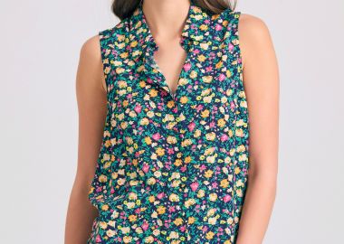 Γυναικείο φλοράλ αμάνικο πουκάμισο - FUNKY BUDDHA - 