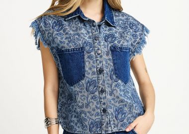 Γυναικείο floral jean μπουφάν - FUNKY BUDDHA - 