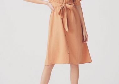 Γυναικείο φόρεμα με φουσκωτά μανίκια - SOU - 