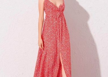 Γυναικείο φόρεμα με τιράντα ALURE-κόκκινο - SOU - 