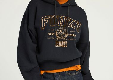 Γυναικείο φούτερ με κουκούλα και τύπωμα - FUNKY BUDDHA - 