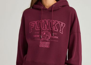 Γυναικείο φούτερ με κουκούλα και τύπωμα - FUNKY BUDDHA - 