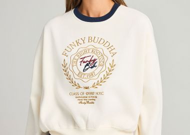 Γυναικείο φούτερ με preppy κέντημα - FUNKY BUDDHA - 