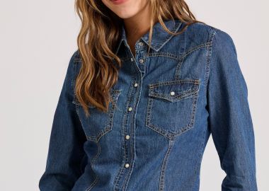 Γυναικείο garment dyed τζιν πουκάμισο - FUNKY BUDDHA - 