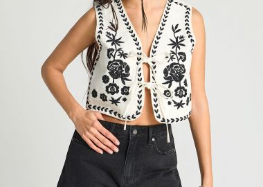 Γυναικείο γιλέκο με δέσιμο μπροστά - FUNKY BUDDHA - 