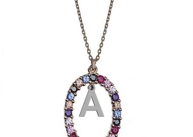 Γυναικείο κολιέ από ασήμι 925 με Μονόγραμμα Α και πέτρες ζιργκόν multicolour -  - 