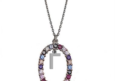Γυναικείο κολιέ από ασήμι 925 με Μονόγραμμα Γ και πέτρες ζιργκόν multicolour -  - 