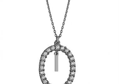 Γυναικείο κολιέ από ασήμι 925 με Μονόγραμμα Ι και πέτρες ζιργκόν λευκές -  - 