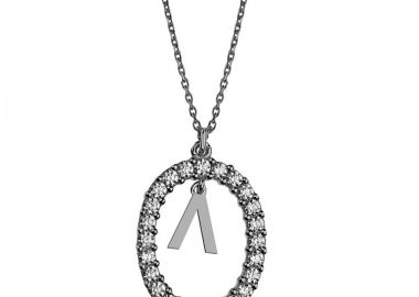 Γυναικείο κολιέ από ασήμι 925 με Μονόγραμμα Κ και πέτρες ζιργκόν λευκές -  - 