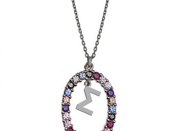 Γυναικείο κολιέ από ασήμι 925 με Μονόγραμμα Σ και πέτρες ζιργκόν multicolour -  - 