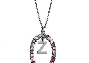 Γυναικείο κολιέ από ασήμι 925 με Μονόγραμμα Ζ και πέτρες ζιργκόν multicolour -  - 
