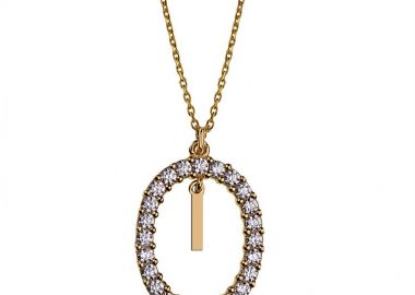 Γυναικείο κολιέ από επιχρυσωμένο ασήμι 925 με Μονόγραμμα Ι και πέτρες ζιργκόν λευκές -  - 