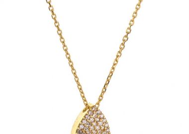 Γυναικείο κολιέ Paraxenies μάτι από επιχρυσωμένο ασήμι 925 με πέτρες ζιργκόν πράσινη και λευκές -  - 