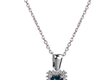 Γυναικείο κολιέ Paraxenies ροζέτα από ασήμι 925 με πέτρες ζιργκόν μπλε και λευκές -  - 