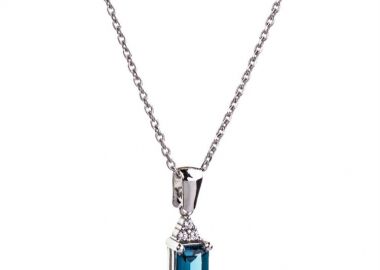 Γυναικείο κολιέ Paraxenies ροζέτα από ασήμι 925 με πέτρες ζιργκόν μπλέ και λευκές -  - 